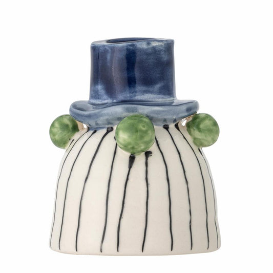 Blue & Green Stoneware Candleholder