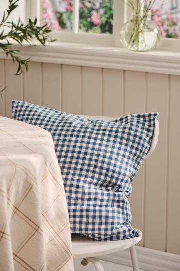 Indigo Gingham Cushion