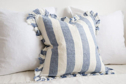 Denim Stripe Linen Cushion  2 Designs