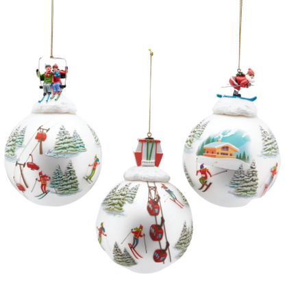 Ski Fun Glass Bauble 3 Designs