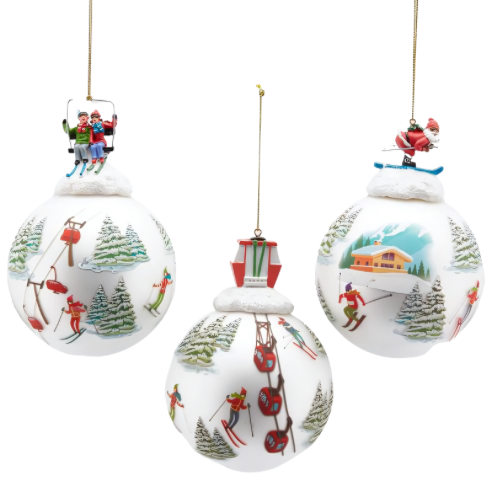 Ski Fun Glass Bauble 3 Designs