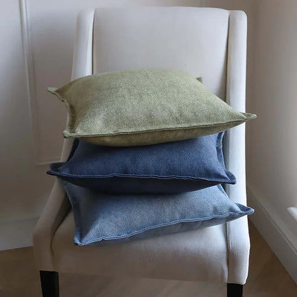 Olive Green Plain Linen Cushion