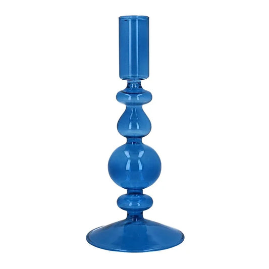 Riviera Blue Glass Candleholders