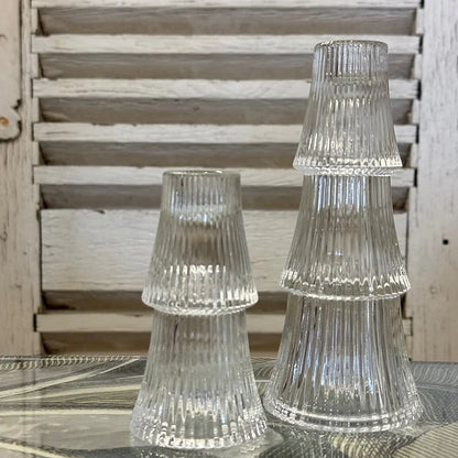 Ruffled Glass Taper Candle Holder  (two sizes)