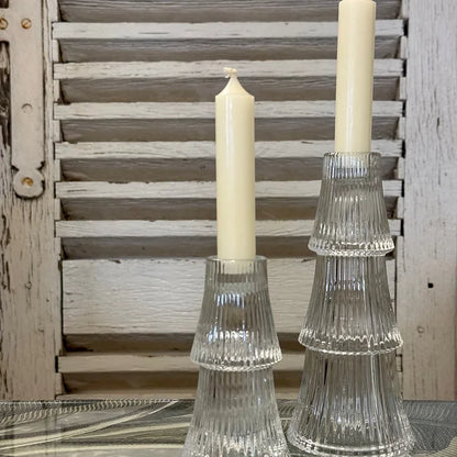 Ruffled Glass Taper Candle Holder  (two sizes)