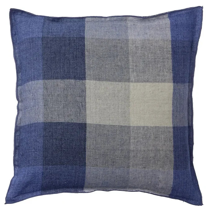 Blue Linen Check Cushion