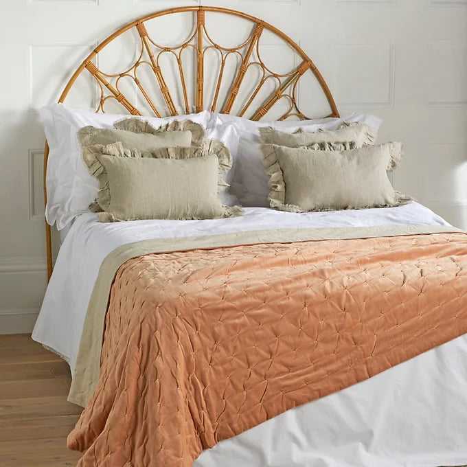 Cotton Velvet Bedspread Apricot