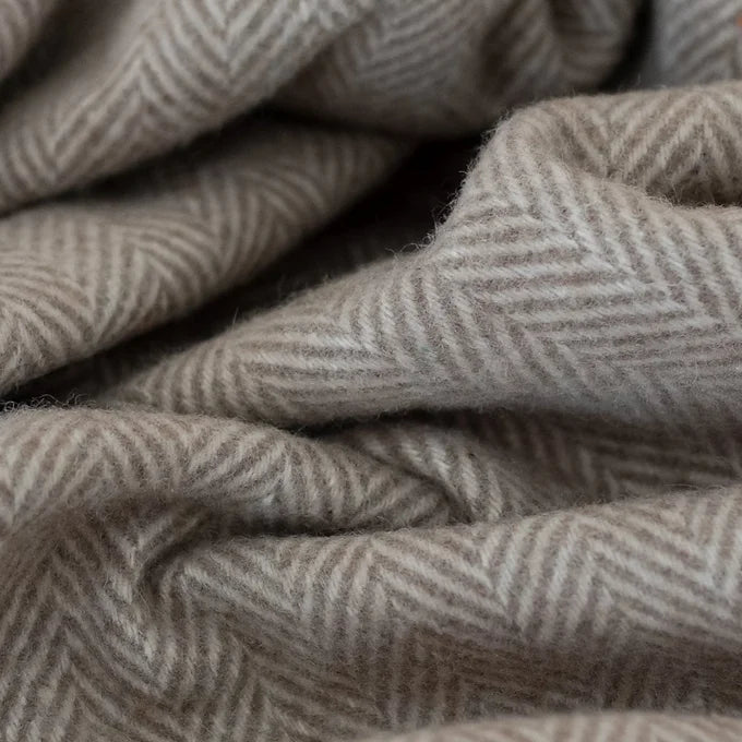 XL Herringbone Wool Blanket Natural