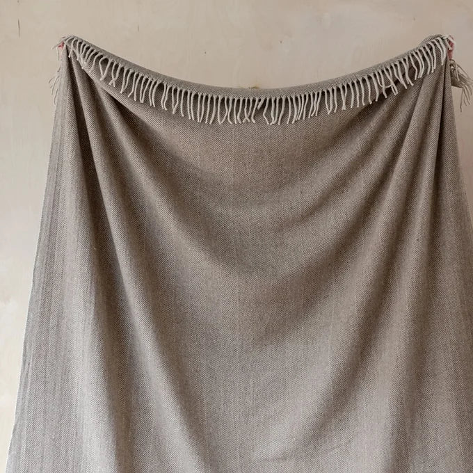 XL Herringbone Wool Blanket Natural