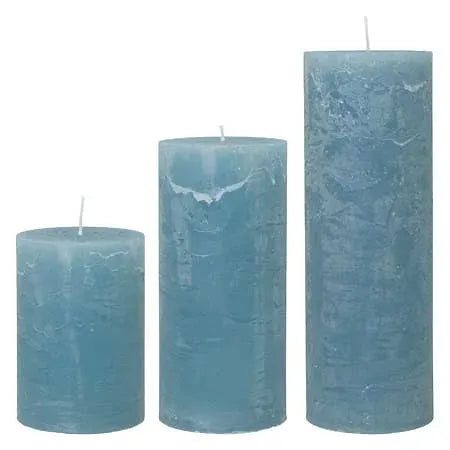 Winter Blue Pillar Candles