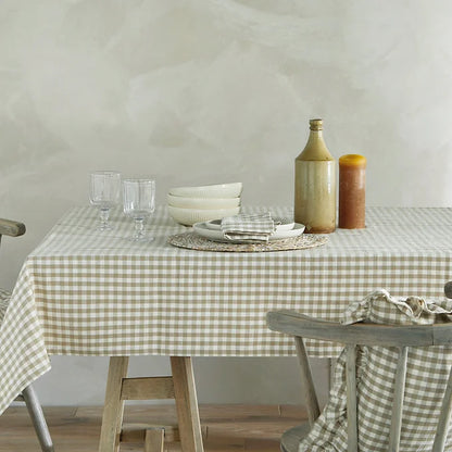 Taupe Gingham Tablecloth (two sizes)