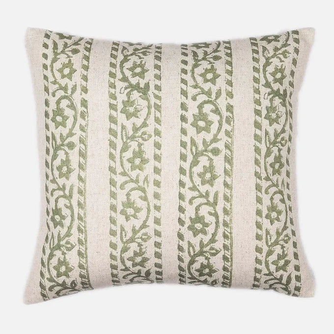 Green Vine Stripe Cushion