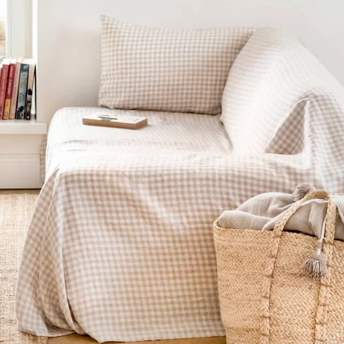 Natural Gingham Linen Cushion