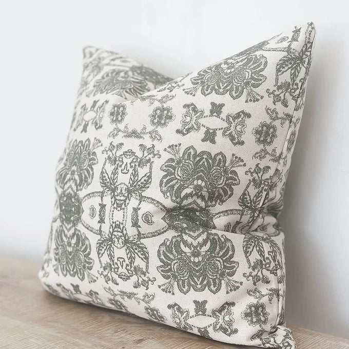 Khaki Floral Cushion Cover