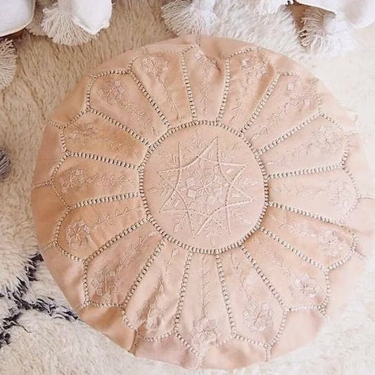 Moroccan Leather Pouffe Nude