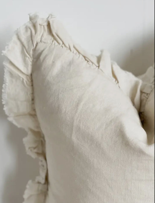 Ivory Ruffle Linen Cushion