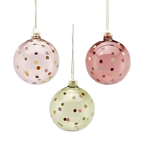 Hand Painted Spot Glass Bauble 3 Colours