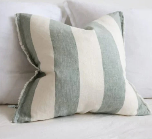 Moss Stripe Linen Cushion  2 Designs