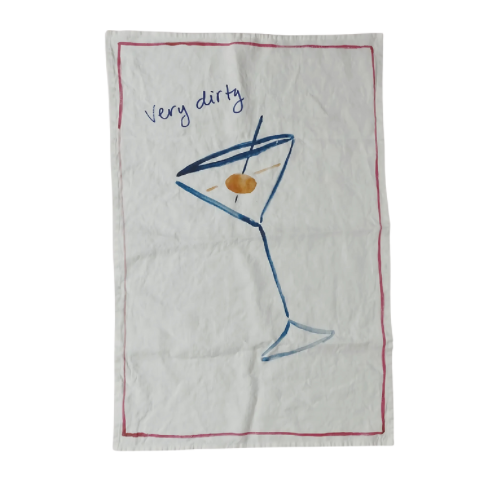 Very Dirty Martini Linen Tea Towel