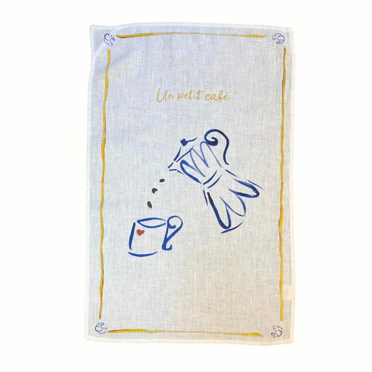 Un Petit Cafe Linen Tea Towel