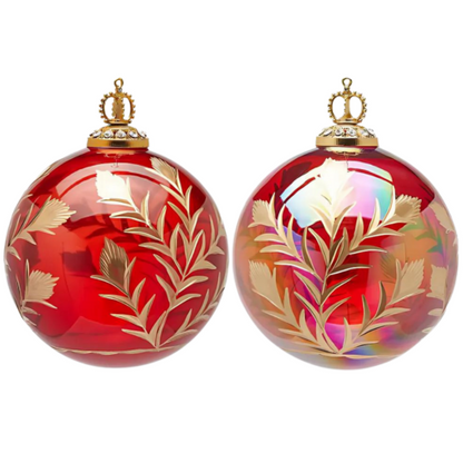 Mouthblown Red & Gold Bauble  2 Sizes