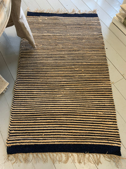 Navy Stripe Jute Rug