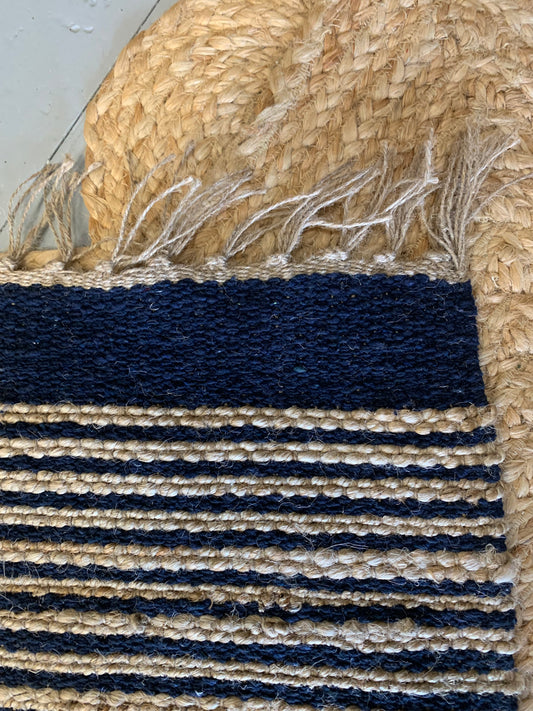 Navy Stripe Jute Rug