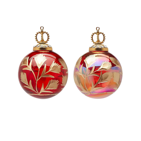 Mouthblown Red & Gold Bauble  2 Sizes