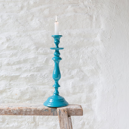 Turquoise Blue Glazed Candlestick