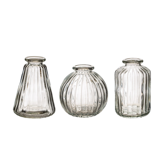 Glass Bud Vases   Set of 3