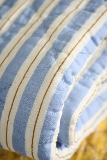 Blue, White & Brown Stripe Sofa Quilt