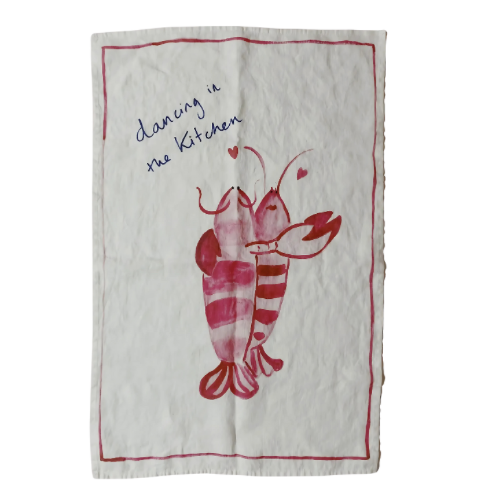 Dancing In The Kitchen Lobster Linen Tea Towel