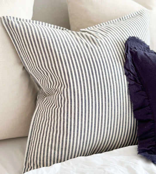 Navy & White Stripe Linen Cushion