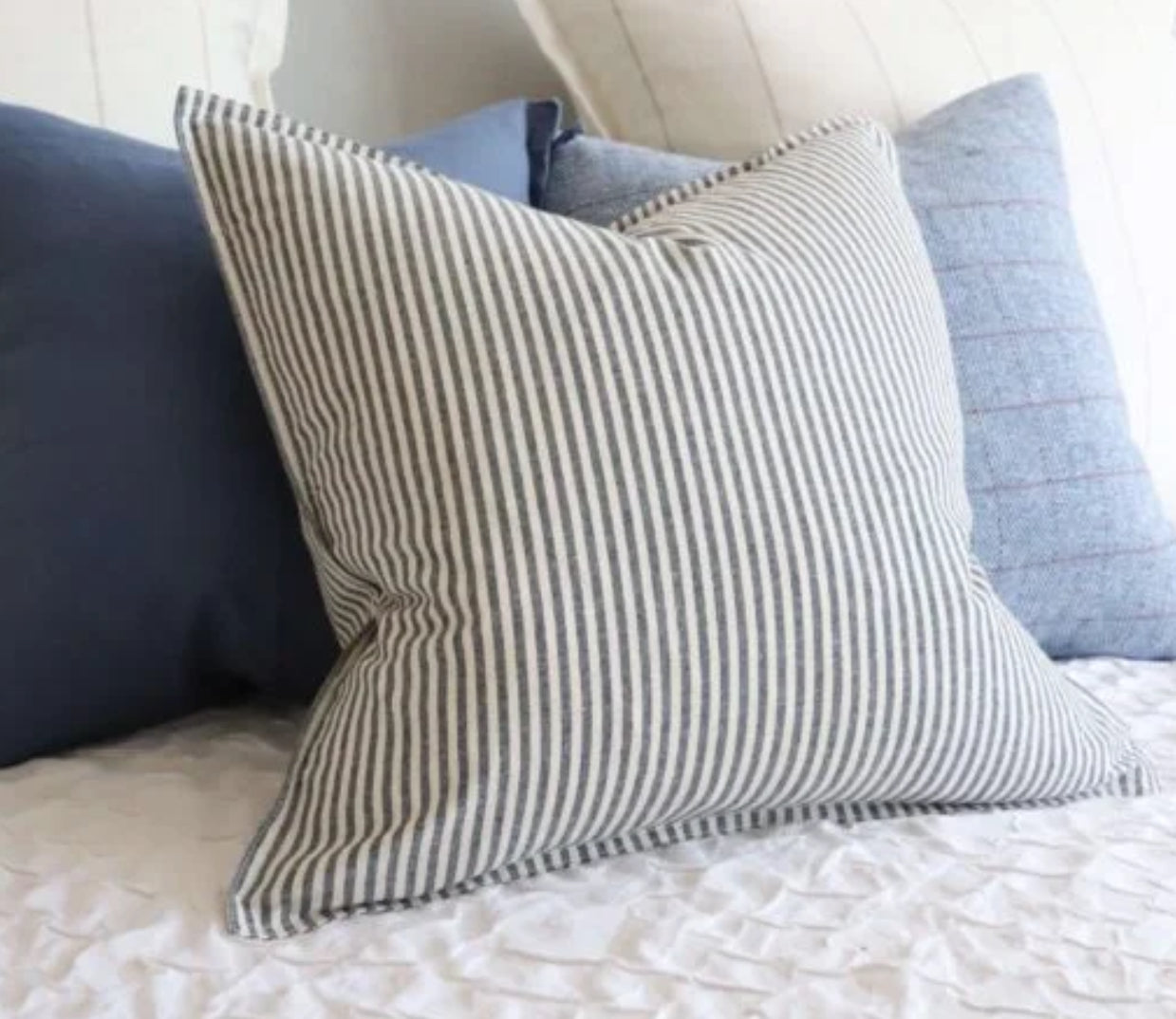 Navy & White Stripe Linen Cushion