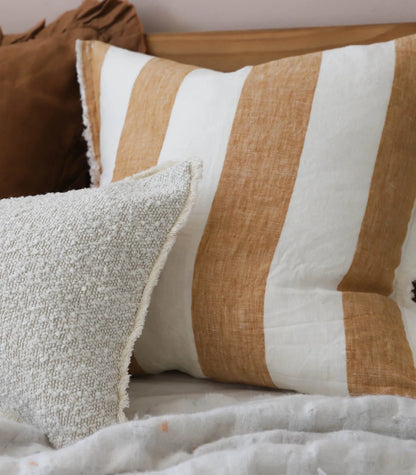 Ochre Stripe Linen Cushion  2 Designs