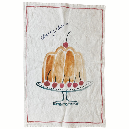 Cherry Cherie Linen Tea Towel