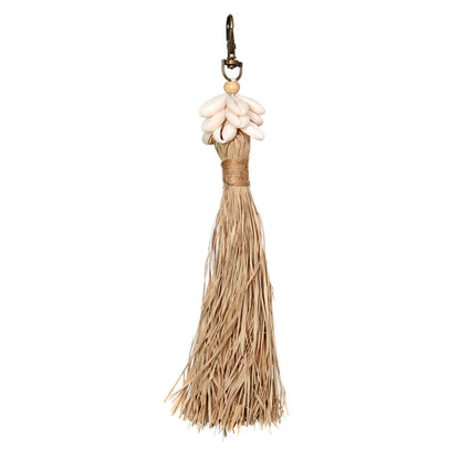 Raffia Cowrie Shell Tassel Keyring