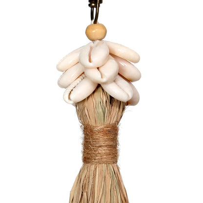 Raffia Cowrie Shell Tassel Keyring