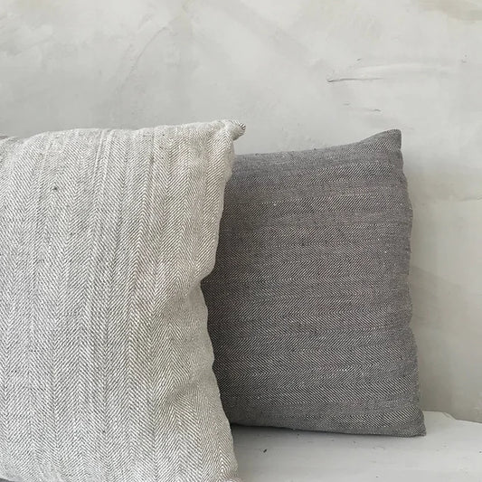 Natural Linen Herringbone Cushion     3 Sizes